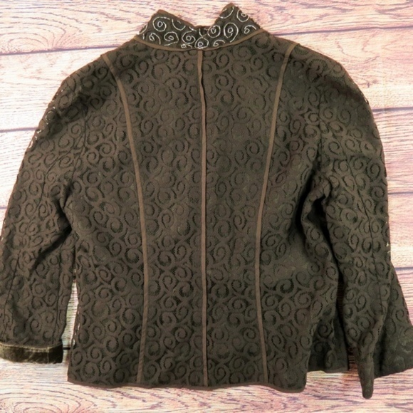 Sigrid Olsen Sz 8 Brown Lace Top Jacket - Picture 2 of 7